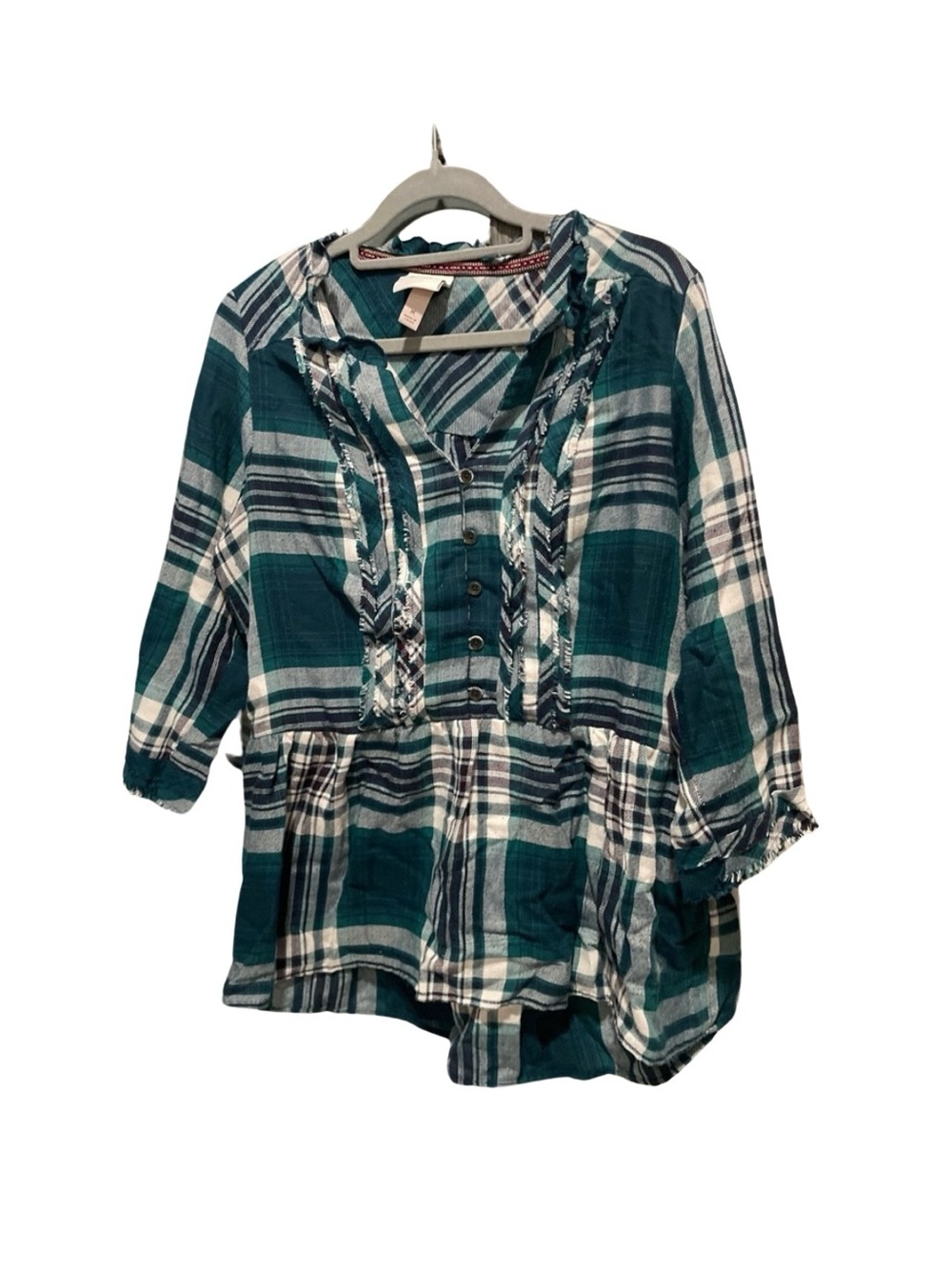 Plaid Button-Up Tunic Top